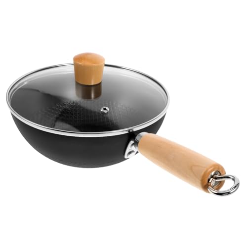 Amosfun Wok-deckel mit Antihaftbeschichtung Bratpfanne für Induktionsherd Küchenbedarf Küchenwok Küchenkochgeschirr Einfach Zu Verwenden Hitzebeständiger Griff 20 Cm Durchmesser