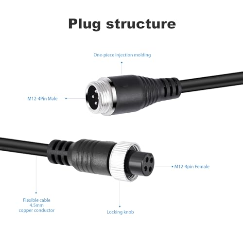 Cable de aviación de 4 pines con PVC resistente para cámara de marcha atrás 6