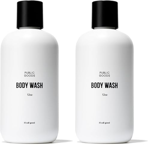 Public Goods Body Wash for Men and Women | Natural Soap for Bath & Shower | Body Scrub Made with Organic Essential Oils | Sulfate & Paraben Free | Vegan Friendly | 12 Fl Oz Bottle (Pack of 2)