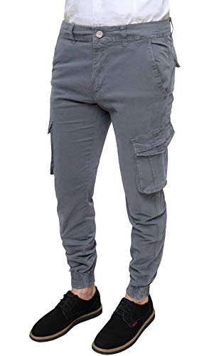 Jean cargo slim gris taille 44 décontracté avec poches de la marque Evoga
