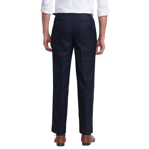 Image of Park Avenue Men's Poly Wool Blend Structure Pattern Comfort Fit Pleated Formal Trouser