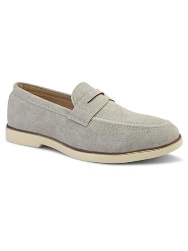 Image of STANPHORD Men Suede Formal Loafer Shoes | Round Toe Slip-On Moccasins | PU Leather Cushioned Anti-Slip | Office Party Business Casual Wear (TPSG 7086)