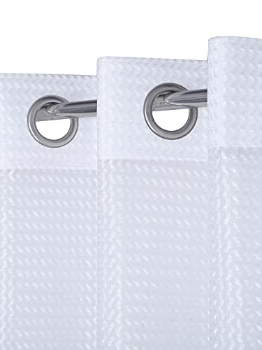 Image of Set of 2 Pcs Sheer Premium Lightweight Tissue Fabric Solid White Color Eyelet Long Door Curtain, 2 Pc Long Door Curtain 9ft