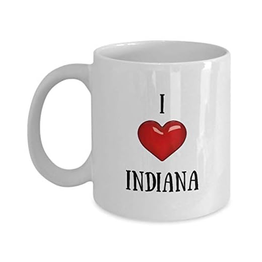 I Love Indiana mugg amerikanska stater, städer och städer kaffemuggar nyhet hjärta keramisk kopp (325 ml