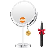 Auxmir 8'' Magnifying Mirror 30X /1X Makeup Mirror Double Sided with Magnification, Vanity Tabletop Mirror Crystal-Like Style 360° Rotation Portable for Dressing Table Desk Bathroom Bedroom Travel