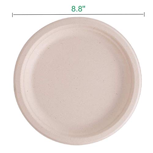 Laojbaba [125-Pack] 8.8\'\' Eco-Friendly,100% Compostable,Heavy-Duty Quality Natural Disposable Plates, Made of Sugar Cane Fibers, Brown - Thumbnail 4