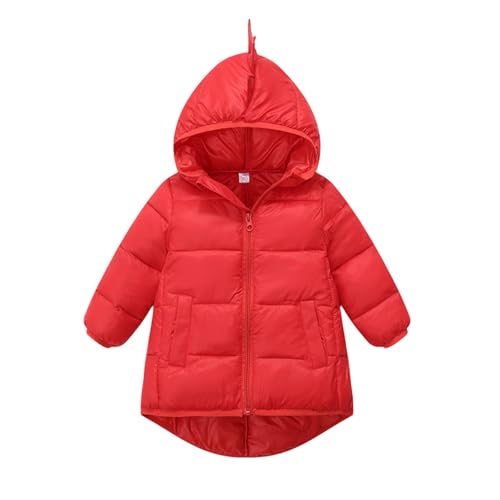 Girls Boys Dinosaur Long Puffer Jacket Hooded Zipper Thick Cotton Padded Coat Kids Toddler Cute Warm Winter Clothes