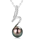 CHAULRI Spiral Love Tahitian Black Pearl Pendant Necklace 18K Gold Plated 925 Sterling Silver- Birthday Anniversary Jewelry Gifts for Women Wife Mom Daughter