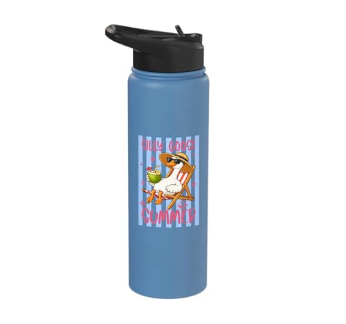 Funny Silly Goose Summer Cute Beach Vacation Goose Stainless Steel Insulated Water Bottle