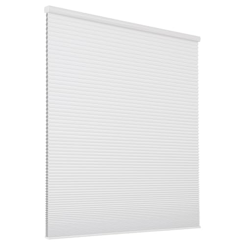 Joydeco Cellular Shades Cordless, Blackout Cellular Blinds for Indoor Windows, Free-Stop Honeycomb Window Blinds for Thermal Insulated Noise Reduction (White, 23" W x 64" H)