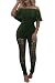 CoCo fashion Off Shoulder Sleeve Hollow Out Sexy Women Bodycon Long Jumpsuit Rompers (Large, Off shoulder Arm Green)