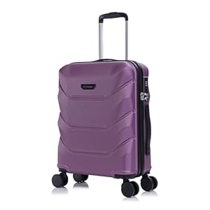 Rocklands® Cabin Suitcase 55x40x20cm Hard Shell TSA Lock, 4 Spinner Wheels, Lightweight Hand Luggage Small Travel Bag, Approved for 100+ Airlines Including Ryanair, EasyJet (Purple, Cabin (20 Inch))