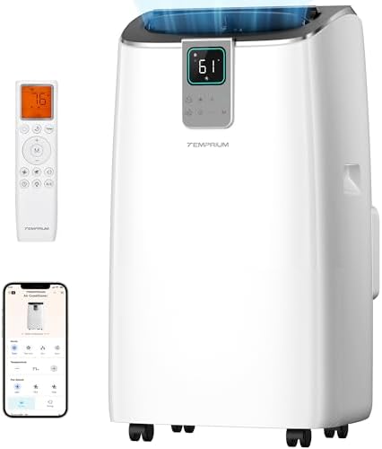 Temprium 14,000 BTU Portable Air Conditioner — Whisper-Quiet 41dB Cooling for Large Rooms, Apartments & Home Offices Up to 750 Sq.Ft, Dual Motor 4-in-1 Smart AC with WiFi, App & Voice Control