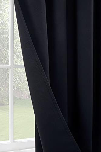 Sleepdown Ultra Soft Eyelet Blockout Curtains Thermal Insulated for Bedroom and Living Room 66 x 54 Inch Black 2 Panels