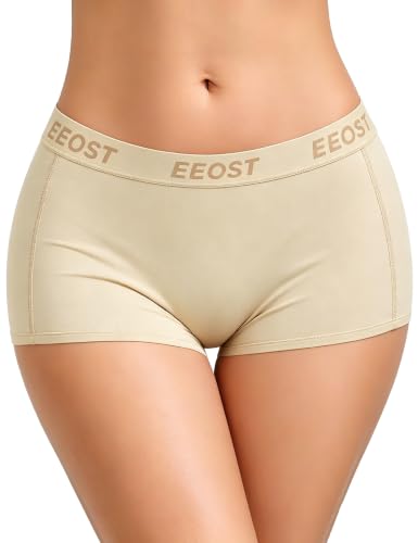 EEOST Gaff Panties Tucking Underwear for Mtf Trans Women Boy Shorts Style with Wide Elastic Waistband Beige 2XL