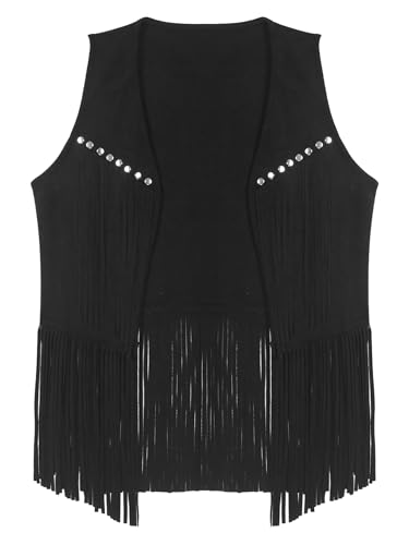 Hedmy Men Cowboy Western Suede Leather Sleeveless Vest Jacket Fringe Gothic Steampunk Waistcoat Coat3