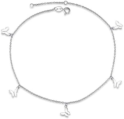 SOULMEET Sterling Silver Bracelets for Sisters/Grandma/Mom,Butterfly Clover/Moon Star Layered Anklet Bracelet for Women Girls Birthday Mother's Day