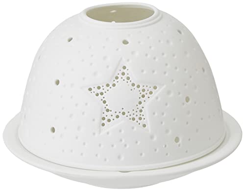 Nordic Light Tealight Candle Holder, Set Of Shade & Plate, Star Table Centerpiece, Home Decor Accessories-Porcelain-One Size-Cut Out Design, White #TOP2