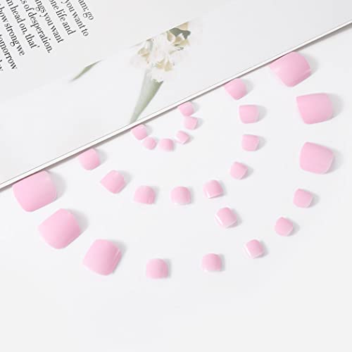 Handcess Unghie finte quadrate lucide corte rosa