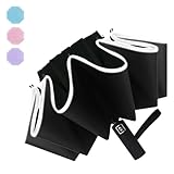 Pumi-geous Inverted Umbrella Automatic 10 Ribs with Reflective Stripe Reverse Folding umbrellas Windproof Compact for Rain Travel UPF50+ Car Backpack for Men Women (Black)