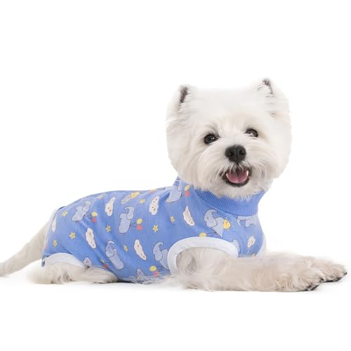 Image of 2 Packs Pet Dog Recovery Onesie Suit for Dogs Cats After Surgery,Dog Abdominal Wounds Bandages Cone E-Collar Alternative. (Blue, S)