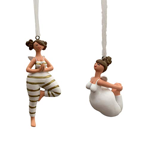 Yoga Engel Anhängerset 2 Stück – handgefertigte Engel in Yoga-Posen