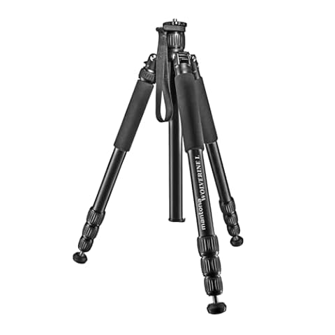 Mantona Wolverine L 284 statyw do aparatu, aluminium, statyw fotograficzny do 15 kg, regulacja wysokości do 166 cm, statyw z kolcami, ważką, lampa LED, może być używany jako statyw trójnożny i