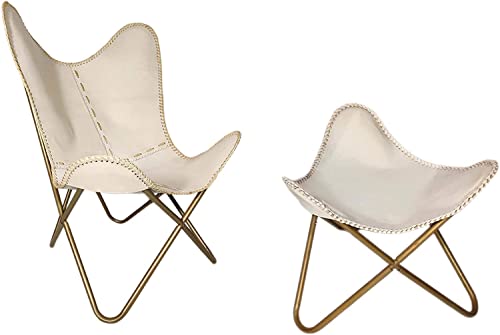 Sillón Plegable Vintage Beige con Estructura Dorada miniatura 6