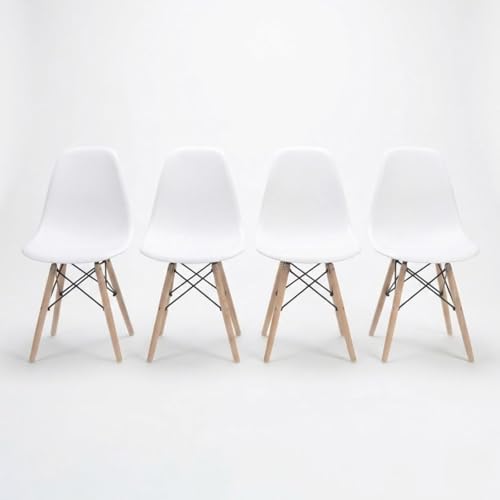 DASCK Pack of 4 Nordic Dining Chairs Scandinavian Style | Natural...