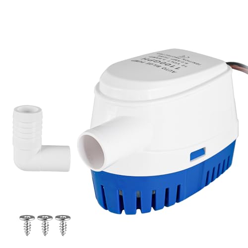 Automatic 12V 1100GPH Marine Bilge Pump with Built-in Float Switch – Auto On/Off Submersible Boat Water Pump, 1-1/8' (29mm) Outlet for Efficient Bilge Water Removal on Boats & Yachts
