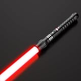 FlyQintess Sable de luz RGB 24 Colores, 102 CM Sable láser con USB Recargable Cara Mango de Metal Vibrante, Espada con Sonido FX para Navidad Cosplay Regalos (Prisma 1pc)