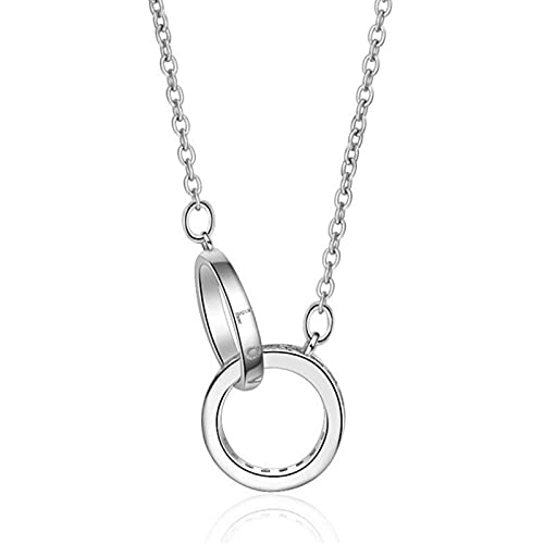 Cadeau ras du cou romantique : collier double cercle argent Sterling et zircone ciselée