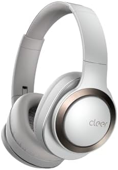 Noise Cancelling Wireless Bluetooth Headphones - Clear Enduro Over Ear ANC Fast Charging Long Lasting 60 Hr | Smart Controls, Podcasting, Charge 4 Day Playback, Play Music & Take Calls (Light Grey)