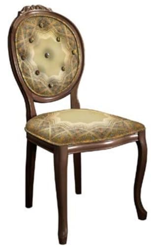 Casa Padrino Chaise de salle à manger baroque multicolore/marron - Chaise en bois massif de style ancien - Meubles de salle à manger de style baroque