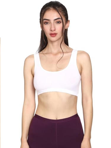 Image of Mysha Women's 100% Pure Cotton Stretchable Wireless Sports Bra - Soft, Breathable, Non-Padded & Seamless