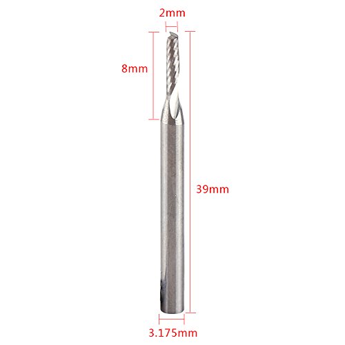 Image of Single Flute End Mill Tungsten Carbide CNC Milling Cutter 2mm 1 /8 Inch Shank 10pcs Set