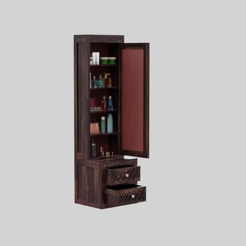 Image of Krishna Wood Decor A Beautiful Solid Sheesham Wood Dressing Table with Mirror and Storage,with Drawer, Makeup Vanity Dressing Table Bedroom Furniture (Walnut Finish)