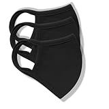 Cotton Face Mask - Made of Premium Organic Cotton, Reusable Washable Soft Cloth Face Mask, Ideal for Adults & Teens (3 Pack Black)