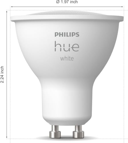 Image of PHILIPS Hue Smart 60W GU10 LED Bulb, White Light, 2 Pack, 450LM, Indoor Light Bulbs, Control with Hue App, Compatible with Alexa, Google Assistant and Apple HomeKit