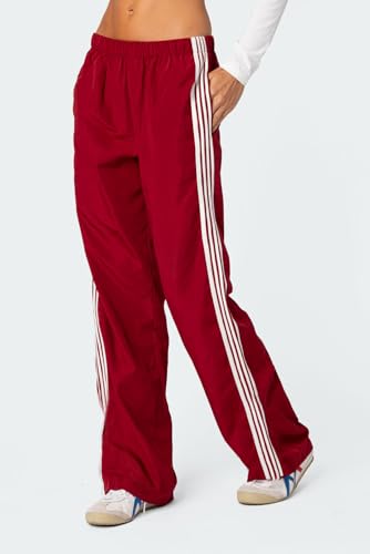 Women Y2k Wide Leg Track Pants Elastic Waist Side Striped Baggy Sweatpants Trendy Loose Fit Jogger Palazzo Trousers2