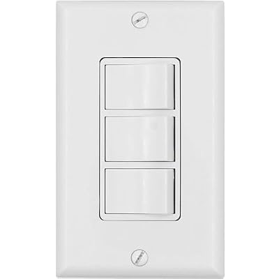 BAOMAIN 3 Switch Light Switch with Wall Plate, Triple Rocker Combination Wall Switch, 15A 120V Single Pole Electrical Light Switches, UL & CUL Certified, White