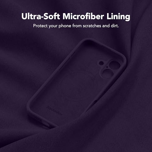 Image of Magnetic for iPhone 16 Case, Compatible with MagSafe, [Screen Protector + Full Camera Protection], Silicone Shockproof Anti-Scratch Protective Phone Case for iPhone 16 6.1 inch, Deep Purple