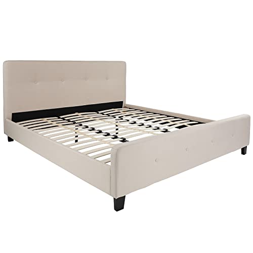 Flash Furniture Tribeca King Size Tufted Upholstered Platform Bed In Beige Fabric #TOP12