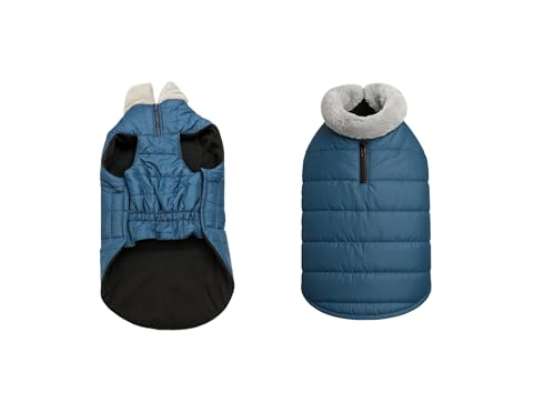 Image of The Pets Company Dog Winter Coat Jacket, Cloth, Windproof, Waterproof, Light Weight, Washable, Ultra Warm Thick Fleece Lined Dog Vest for Cold Weather Protection, (Navy, Medium - Large - 22 Inch)