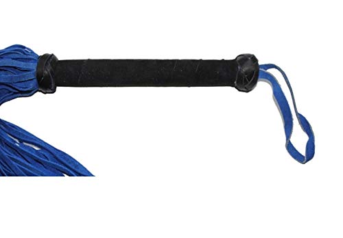 Premium Suede Flogger For Horse Training Crop Whip (18 Soft Suede Tails) (Blue) Suede Covered Handle With Wrist Strap #TOP5