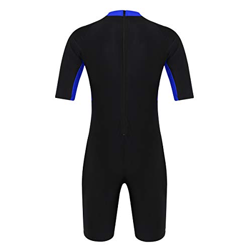 Tiaobug Wetsuit Men's One Piece Round Neck Half Sleeves Scuba Diving Surfing Snorkeling Swimming Royal_Blue Medium #TOP5