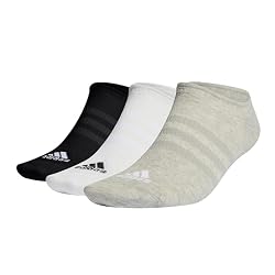 adidas Unisex niños Thin and Light No-Show Socks 3 Pairs, Medium Grey Heather / White / Black, 7-8 Years