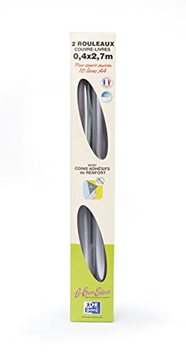 OXFORD Couvre Livres Transparent, Lot de 2 (40x270cm) PVC Lisse Epaisseur 8/100ème, Couvre jusqu'à 10 livres A4