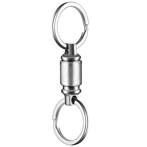Autuveen Titanium Quick Release Keychain,Detachable Key Ring Quick Release Pull Apart Keychain With 25Mm Titanium Key Ring,Key Holder Clip Accessory For Bag/Purse/Belt #TOP6