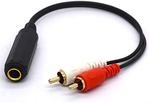 6.35mm to RCA Splitter Cable, Gold Plated 6.35 TRS Female to Dual RCA Male Stereo Audio Adapter Lead 25CM